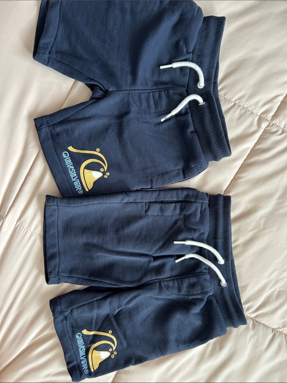 Quiksilver Navy Shorts with Yellow Logo -